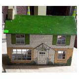 Metal doll house and furniture,  19.5 inches wide