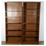 Two Tall laminate book shelves, 6