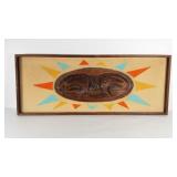 Modern century wall hanging, wood medallion on