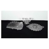 Fostoria serviceware and candle holder. Includes