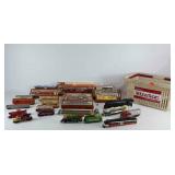 Model train group, engines, Tyco train cars, and
