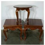 Three pieces. Pair of matching end tables and a