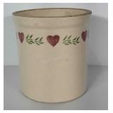 Half gallon crock with heart / leaf stencil