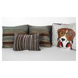 Set of 3 throw pillows in blue, green and brown