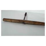 Auger: wooden handle is 14" wide and metal piece