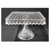 Fostoria square cake stand, 7" H x 10" L x 10" W