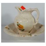 Wash basin (10.5") and pitcher (7" h) with