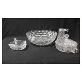 Fostoria glassware, includes bowl, syrup pitcher,