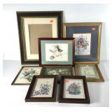 Wall art group, frames prints and a frame, sizes