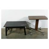 Laminate coffee table and rolling cart, damage as