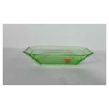 Glassware, rectangular green depression glass