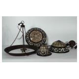 3 coordinating slag glass light fixture covers