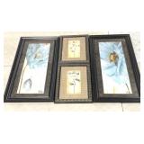Four decor floral pictures, 15x23 and 20x44