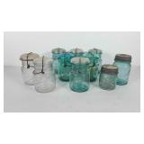 Ball Mason jars, includes ten total, eight with