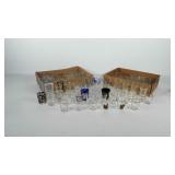 Shot glasses, three boxes of mostly clear shot