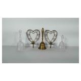 Bells and candle sconces.  Brass bell and 2 heart