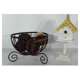 Home decor: wooden birdhouse, stands 14 inches