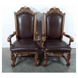 Two captains chairs,  lots of detail, leather