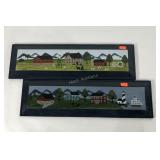 Two folk art type wall plaques, both artist