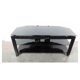 Black glass TV stand, three tiers, needs cleaned