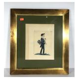 "Boy Holding a Rooster" print by Jacob Maentel,