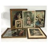 Six early prints of women in various frame