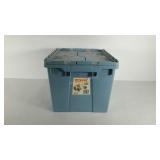 Storage tote with interlocking lid, 12 gallon.