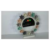 Decorative floral mirror, glass is 12" diameter