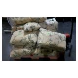 Group lot of patio furniture cushions in a yellow