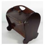 Wooden sewing box with some sewing supplies,