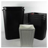 Trash cans/waste basket group, includes six large