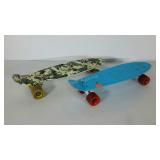 Skateboards, plastic, blue and camo, each 22"
