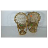 Two doll sized wicker chairs, 16" tall, SELLER