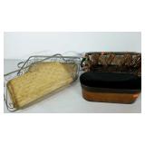 Decorative tray and container group, 4 total