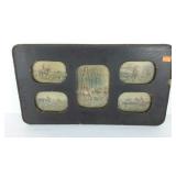 Collage of small hunt prints in an older wooden