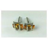Pair of custom cufflinks amber stones