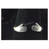 Size 8 Sterling silver hands ring