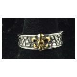 Size 9 stainless steel ring fleur de lis