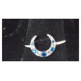 Size 8 Sterling silver CZ moon ring