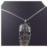 24in stainless skull pendant necklace