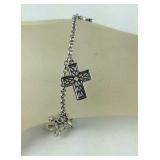 8in platinum bond cross charm bracelet