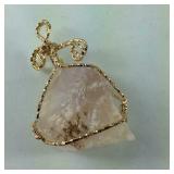 115ct rough cut Galilea rose quartz goldtone wire