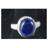 Size 8 Sterling 6.10ct lapis lazuli solitaire