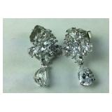 3.30ct simulated diamond silvertone earrings