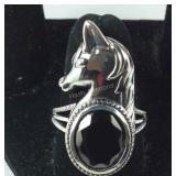 Size 9; Sterling 3ct shungite horse ring