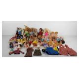 Box of dolls, includes barbies, bratz, Disney,
