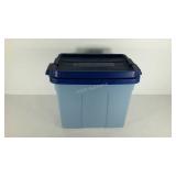 Tuckertote with lid, approximately 20 gallons.