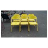 Set of 6 Yellow Folding metal Chairs