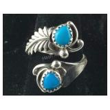 Sterling Silver Turquoise Adjustable Ring