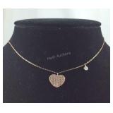 Rose Gold Over Sterling Silver CZ Heart 18 inch